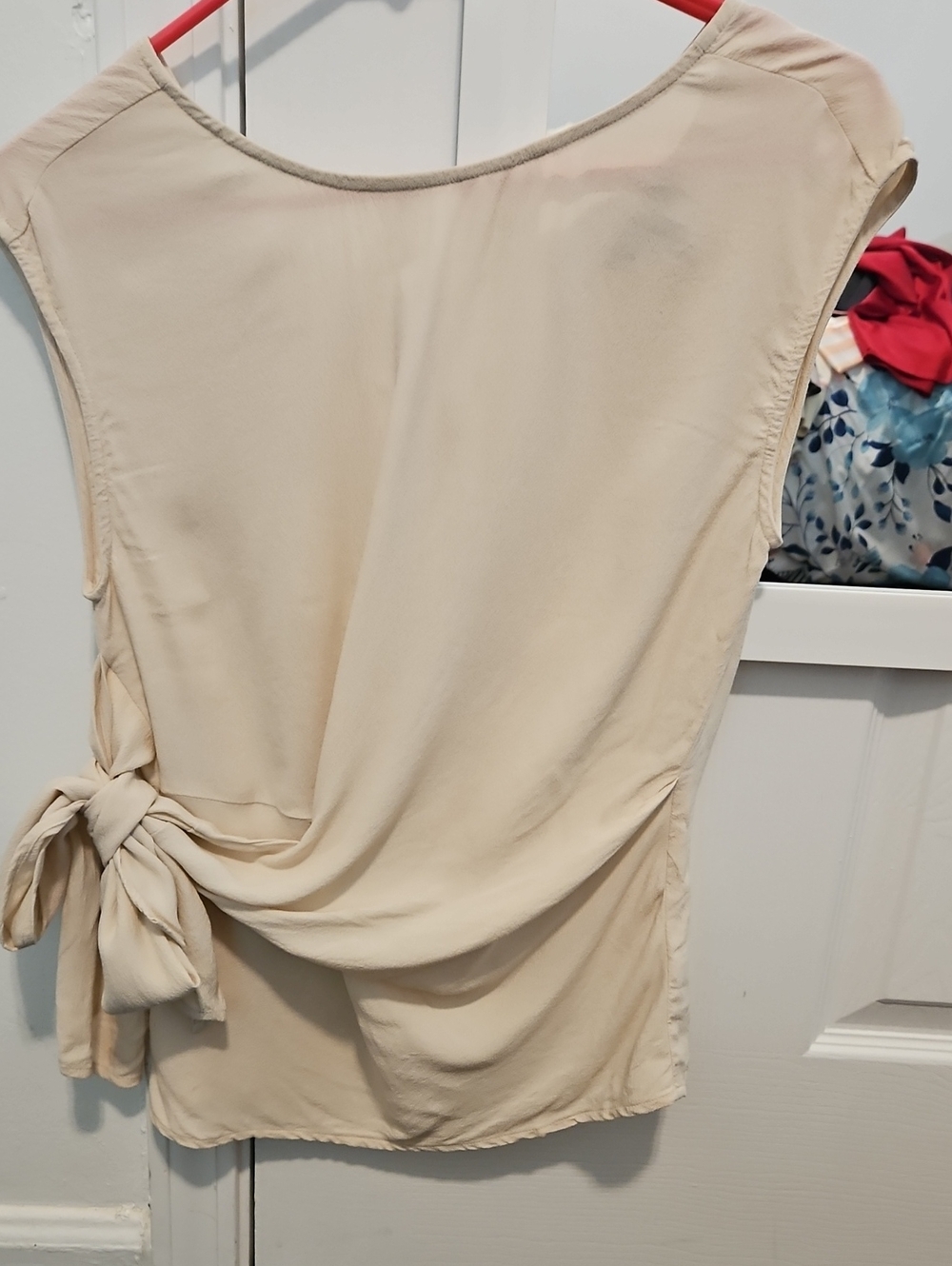 Express Cream Side-Tie Cap Sleeve Top